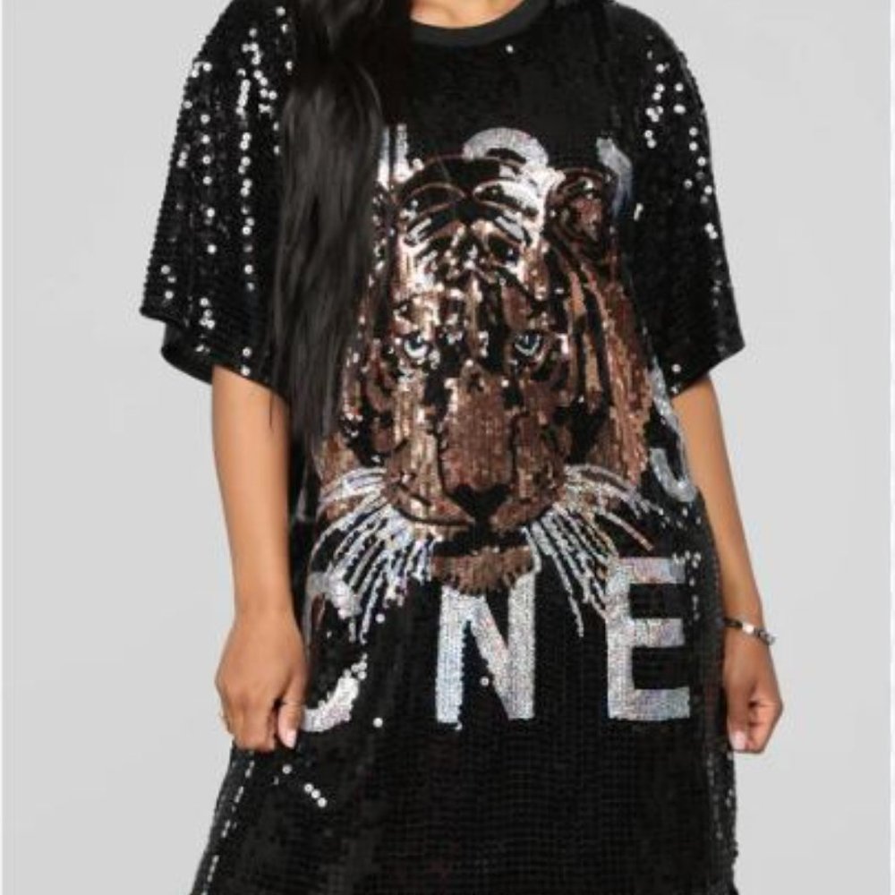 Fashion Nova Sequin Shirt Dress